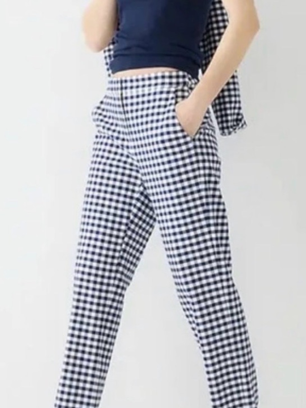 J.Crew Navy Gingham Kate Pants
